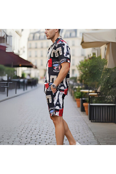 Muchmy Men 2 Pieces Set Top and Shorts Printed Cotton Blend Casual Outing two Pcs Set