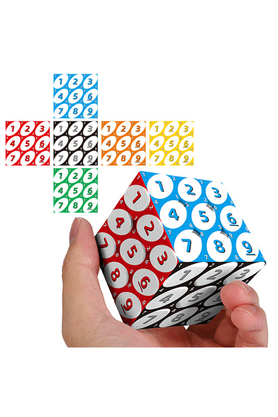 Choice مكعب سحري بأرقام ملونة 3x3x3 مطبوع بالأشعة فوق البنفسجية ثلاثي الأبعاد...