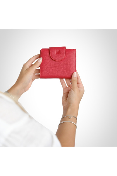 MFT Leather Design Genuine Leather Women's Wallet |   Mira 1437 Flother Matte Red