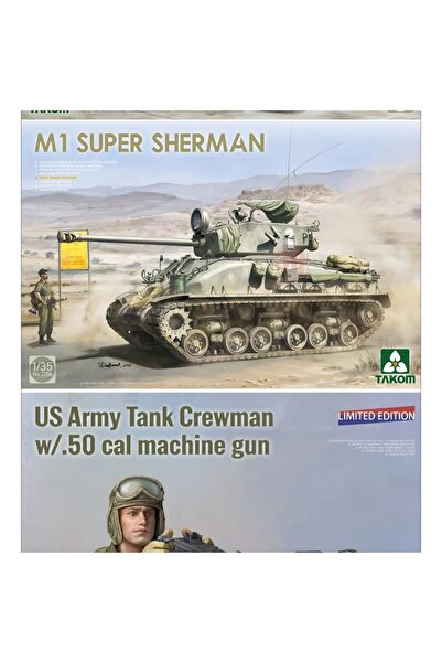 Choice In Stock TAKOM Hobby 2205W Sherman M4A1 (76W) & M1SUPER W/ Soldier Set 1/35 Scale Assembly Plasti...