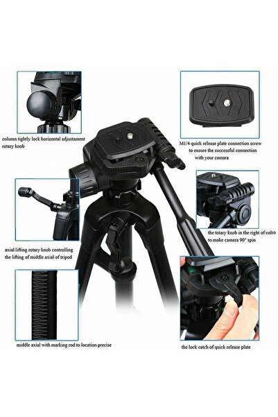 Primo Plus حامل ثلاثي محمول للكاميرا، قابل للطي، وحامل للكاميرا وحلقة الإضاءة، لون أسود 3120