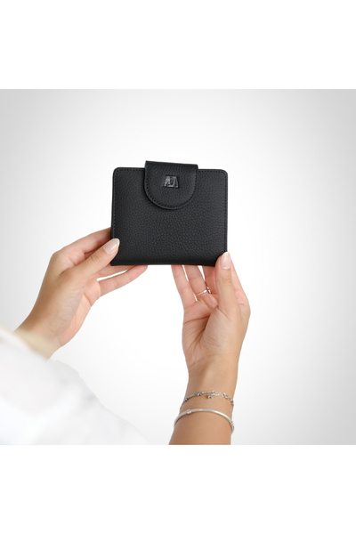 MFT Leather Design Genuine Leather Women's Wallet |   Mira 1437 Flother Matte Black