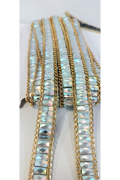 ALTAY AKSESUAR شريط لاصق من حجر الكريستال المميز مع سلسلة ذهبية