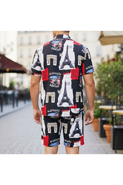 Muchmy Men 2 Pieces Set Top and Shorts Printed Cotton Blend Casual Outing two Pcs Set