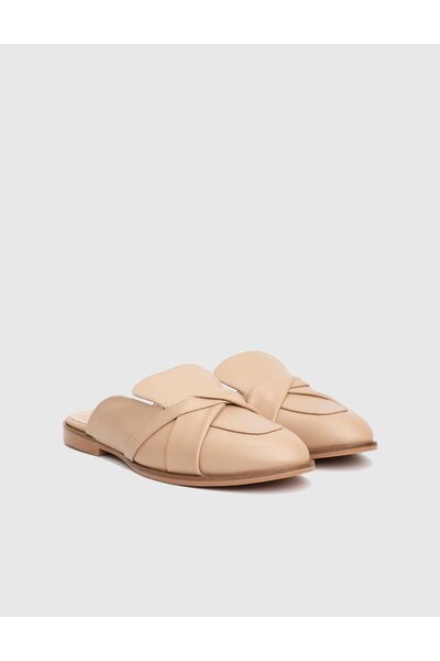 İLVİ Pedra Genuine Leather Beige Women's Slippers