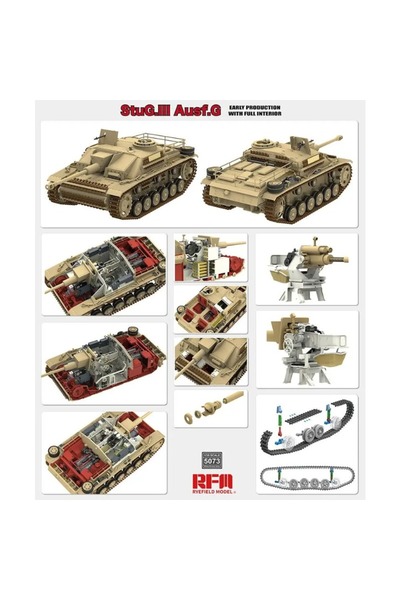 Choice RYEFIELD RM5073 1/35 scale StuG III Ausf.G Early Production Assembly plastics model kit w/Full In...