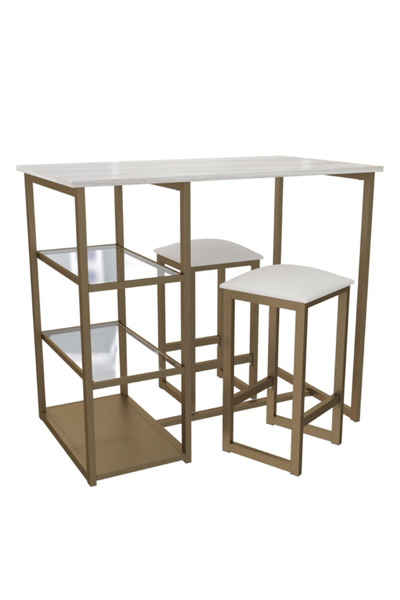 Sauder 3-Piece Tanner Elegant Dining Set with Faux Marble Top