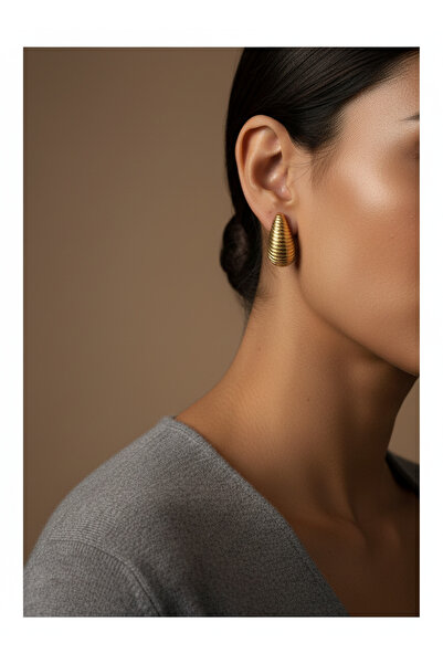 TURBİJ أقراط نسائية ذهبية اللون