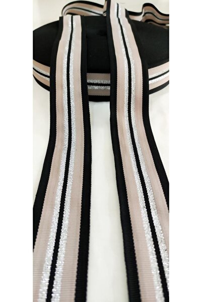 ALTAY AKSESUAR شريط منسوج بتفاصيل لامعة باللون الفضي والأسود