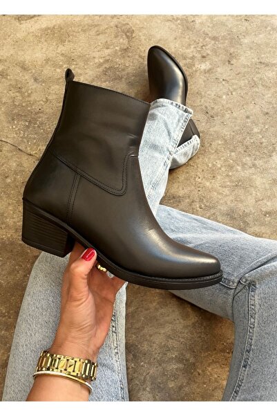 Saracshoes Gerçek Deri Kadın Bot Siyah Welini