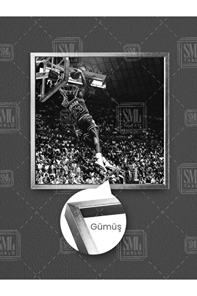 SML TABLO Legendary Basketball Player Slam Dunk Chicago Bulls Triple Crown Basketball Framed Square Canvas Painting