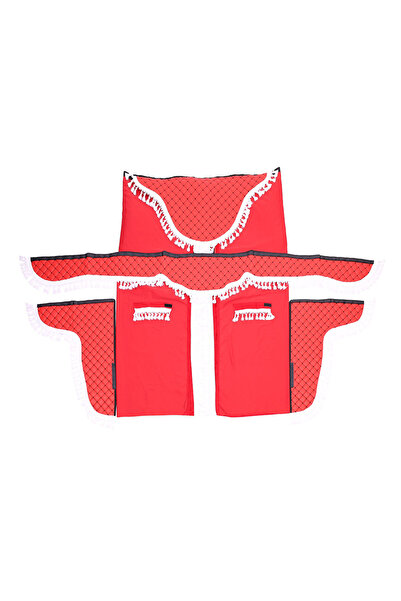 Mega Drive SET PERDELE CABINA CAMION. UNIVERSALE. VELUR. ROSU-ALB