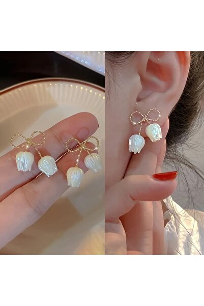 Feron accessories Women's Gold Pearl Earrings Kp203