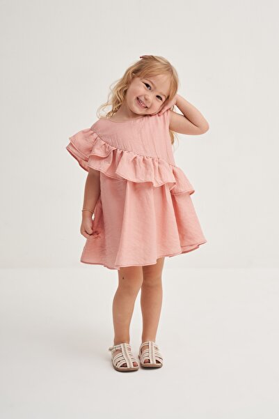 EBU Prive Дівчача сукня з воланами та рюшами, рожева