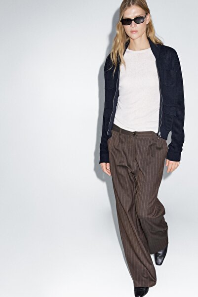 Massimo Dutti Geniş paça çizgili pantolon