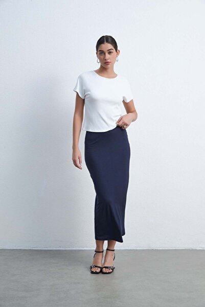 Livia Solid Knitted Midi Skirt