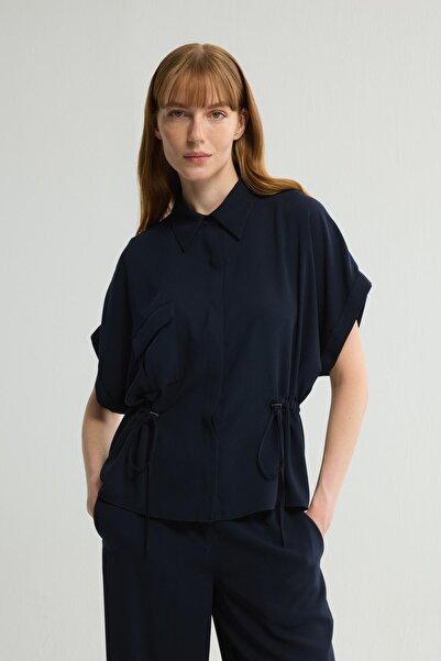 Love My Body Beli Büzgülü Cep Detaylı Gömlek