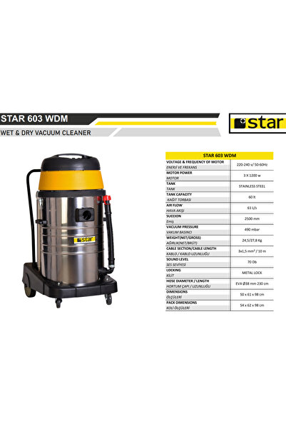 STAR MAKİNA Star 3 Motorlu Islak & Kuru Profesyonel Elektrik Süpürgesi