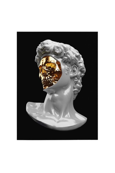 Tablouri La Comanda TLC Canvas painting statue head with golden skull inside 60x90 cm