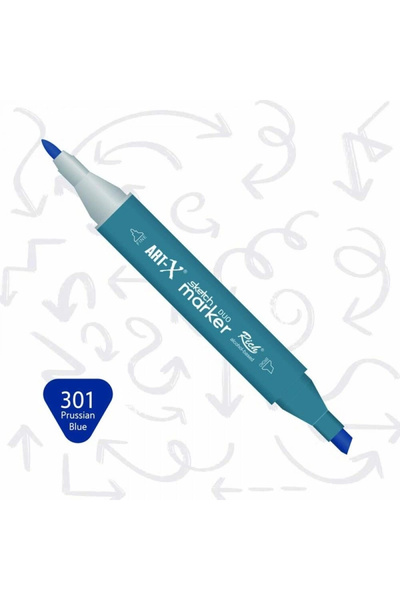 Art Tone قلم تحديد سوبرتريند سكيتش ماركر ديو ذو طرفين 301 أزرق بروسيا