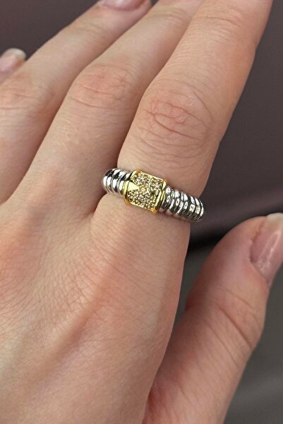 TAKIŞTIR خاتم فضي اللون مفصل قابل للتعديل