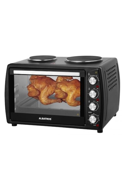 ALBATROS Cuptor electric 63 litri, negru, rotisor, plite încălzitoare, convecție