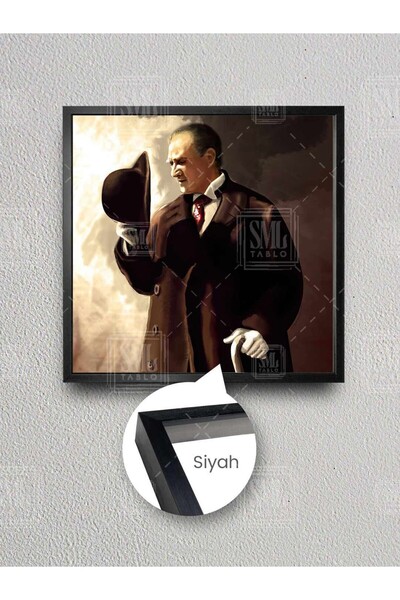 SML TABLO Mustafa Kemal Ataturk skida šešir, uokvirena kvadratna slika na platnu