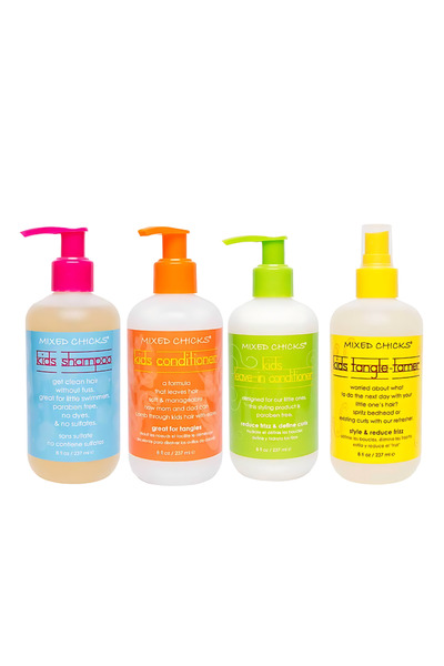 MIXED CHICKS - عبوة رباعية للأطفال 8 أونصة (شامبو، بلسم، بلسم بدون شطف، مرطّب...