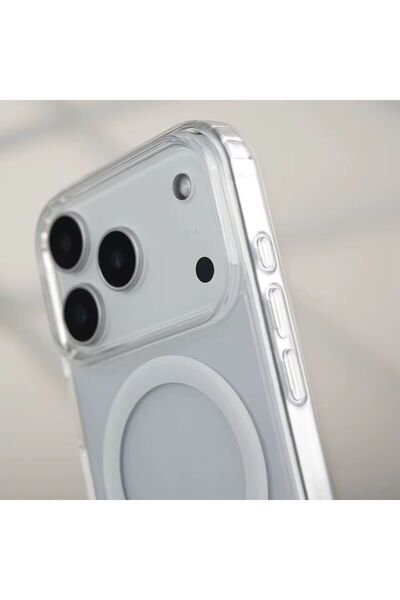 n noppax İphone 17 Pro Max uyumlu mika magsafe özellikli şeffaf sararmaz lüx sert kılıf arka kapak