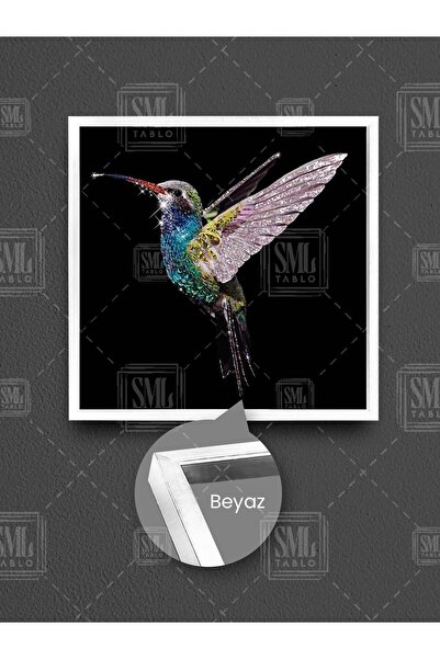 SML TABLO Pictură pe pânză pătrată înrămată cu colibri colorat zburător, natură, fotografie macro, animale