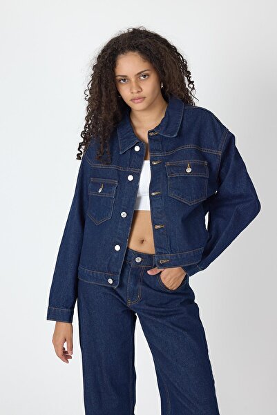 Polo State Jachetă de blugi pentru femei cu croială relaxată, albastru bleumarin