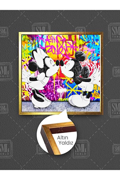 SML TABLO Minnie i Mickey Mouse Mickey i Minnie Mouse poljubac Grafit uokvire...