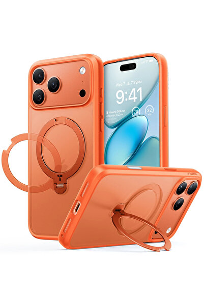 TORRAS Apple iPhone 17 Pro Max O Stand Spin Serisi Magsafe Kılıf - Turuncu