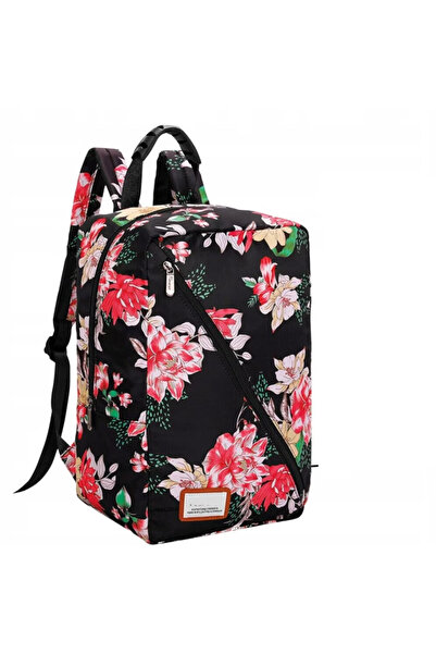 zola Travel backpack, Zola®, USB charging space, waterproof, 45x25x20 cm, black flower pattern