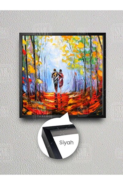 SML TABLO Jesenski par koji šeta među drvećem, ljubav, ljubav, uokvirena kvad...