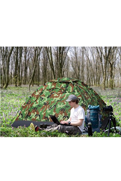 KESNUP Cort de camping pentru 2-3 persoane, cu plasă de țânțari, spațios, rezistent la vânt, impermeabil, camuflaj