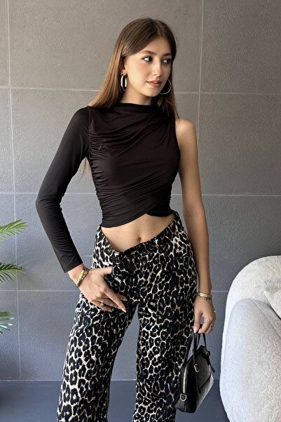 DazzUp Kadın Tek Omuz Drapeli Bluz