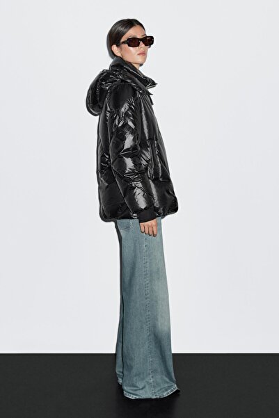 Massimo Dutti Saten yüzeyli şişme mont