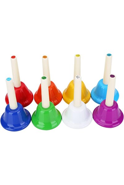 MegArya Colourful 8-note metal hand bell set, easy to play, swings loudly, hand bell