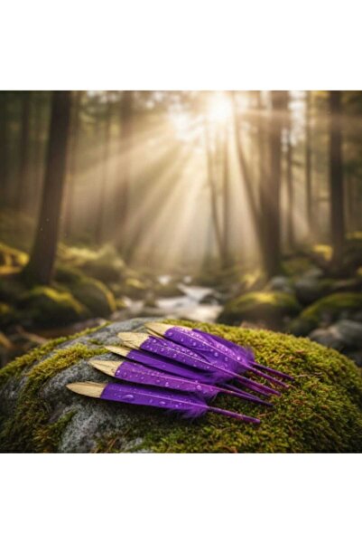 GAFT 6 bags of purple feathers with a golden head