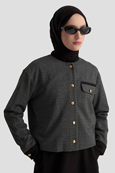 Armine TREND Gold Buttoned Ornamental Pocketed Skirted Double Suit Black 25Kt608