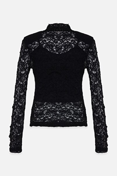 Setre Чорна блузка з мереживною обробкою