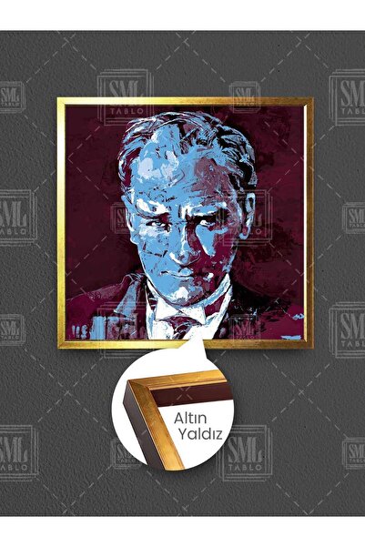 SML TABLO Bordo plava Trabzon Mustafa Kemal Atatürk uokvirena kvadratna slika...