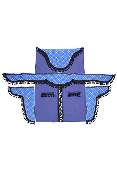 Mega Drive SET PERDELE CABINA CAMION. UNIVERSALE. VELUR. ALBASTRU-NEGRU