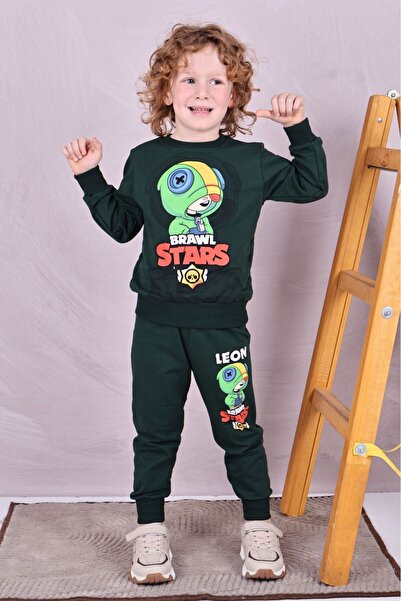 Yağmur Giyim Pjk2İ Brawl Star Patterned 2-Strand 100% Cotton Boys' Tracksuit ...