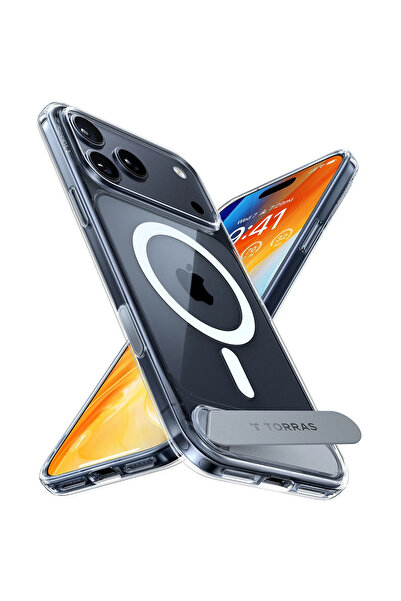 TORRAS iPhone 17 Pro Max Uyumlu P Stand Serisi Magsafe Kılıf - Şeffaf