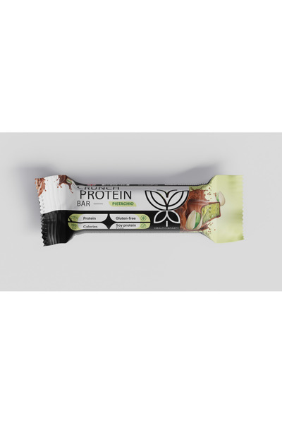 Healthy and tasty Pistachio Crunch Protein Bar with Caramel Filling and Sweetener 60g