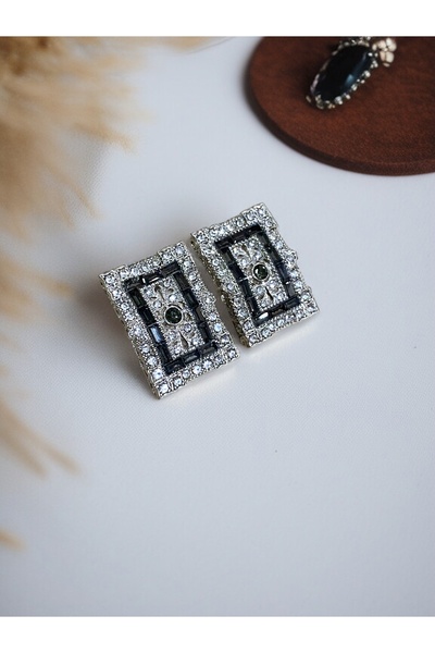 FAYRA ACCESSORIES Zircon Stone Rectangular Earrings