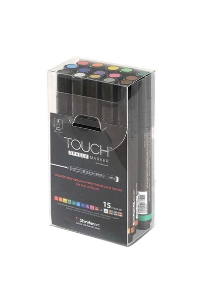 Genel Markalar Touch Opaque Marker Su Bazlı Akrilik Boyama Markörü Kalemi Seti 15 Renk Fine Uç (0.8-1.3 mm)
