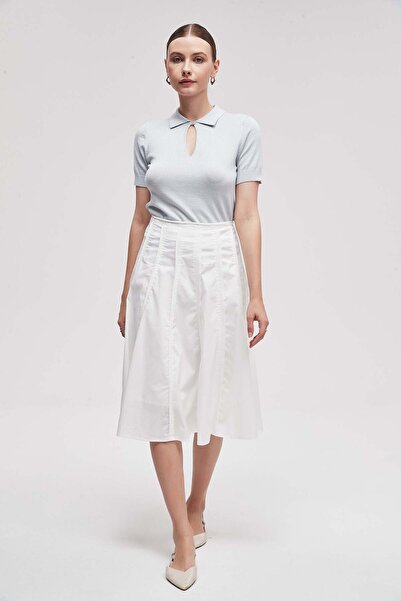 Livia Solid Ruffled Knee-Length Skirt